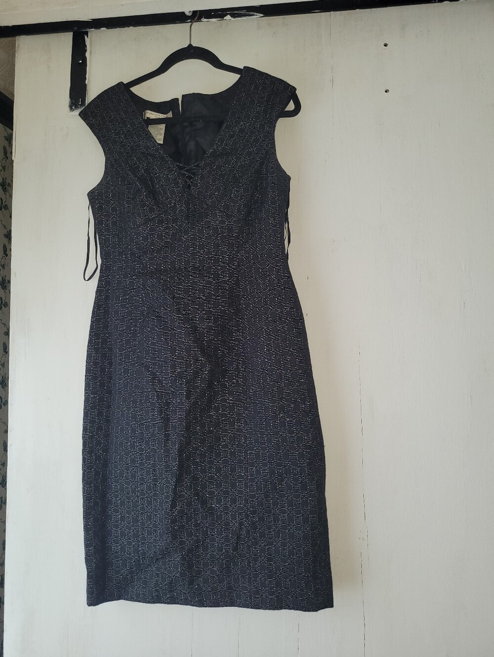 Evan Picone Sleeveless Black Patterned Sheath Dress - Classic Women's Dress